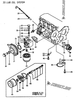  Двигатель Yanmar 4TN84TE-S, узел -  Система смазки 