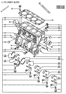  Двигатель Yanmar 4TN100E-G1, узел -  Блок цилиндров 