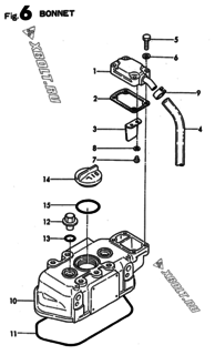  Двигатель Yanmar 2T72HLEG1, узел -  Крышка 