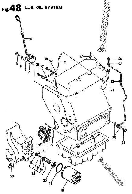  Система смазки двигателя Yanmar 3T72HLE-S
