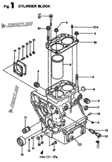  Двигатель Yanmar 2T75HLEG1, узел -  Блок цилиндров 