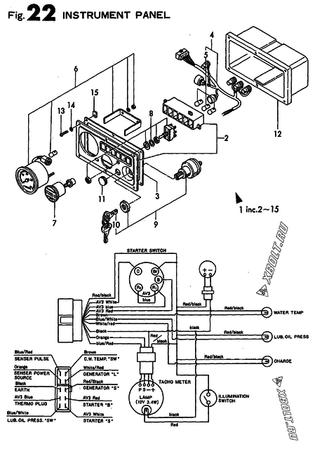  Приборная панель двигателя Yanmar 2T75HLEG1-S