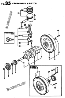  Двигатель Yanmar 3T75HLEG1-S, узел -  Коленвал и поршень 