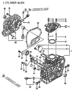  Двигатель Yanmar L70ACE-DE, узел -  Блок цилиндров 