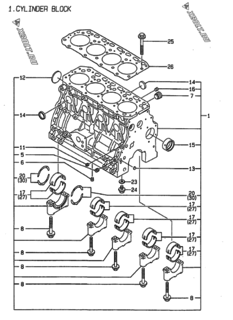  Двигатель Yanmar 4TNE84-G2A, узел -  Блок цилиндров 