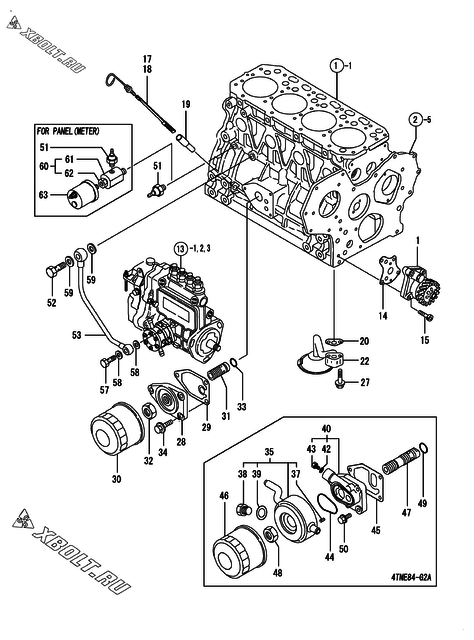  Система смазки двигателя Yanmar 4TNE84-G1A