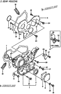  Двигатель Yanmar 3TNE84-G2A, узел -  Корпус редуктора 