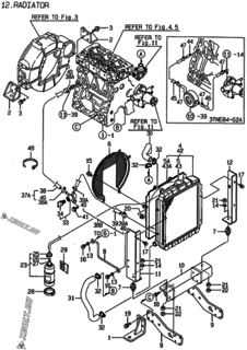  Двигатель Yanmar 3TNE84C-G1A, узел -  Радиатор 
