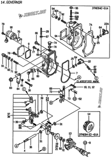  Двигатель Yanmar 3TNE84-G1A, узел -  Регулятор оборотов 
