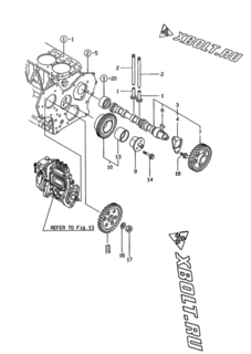  Двигатель Yanmar 3TNE78A-G2A, узел -  Распредвал и приводная шестерня 