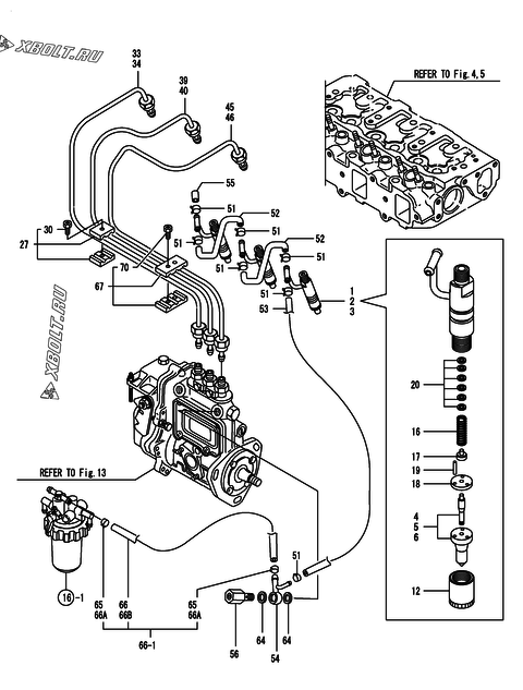  Форсунка двигателя Yanmar 3TNE78A-G1A