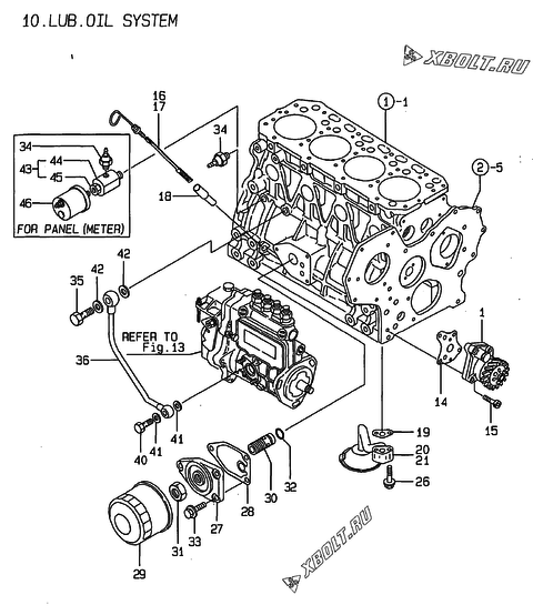  Система смазки двигателя Yanmar 4TNE88-SA
