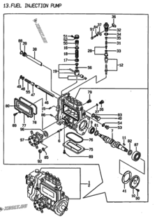  Двигатель Yanmar 4TNE88-G1A, узел -  Топливный насос высокого давления (ТНВД) 