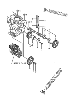  Двигатель Yanmar 3TNE82A-SA, узел -  Распредвал и приводная шестерня 