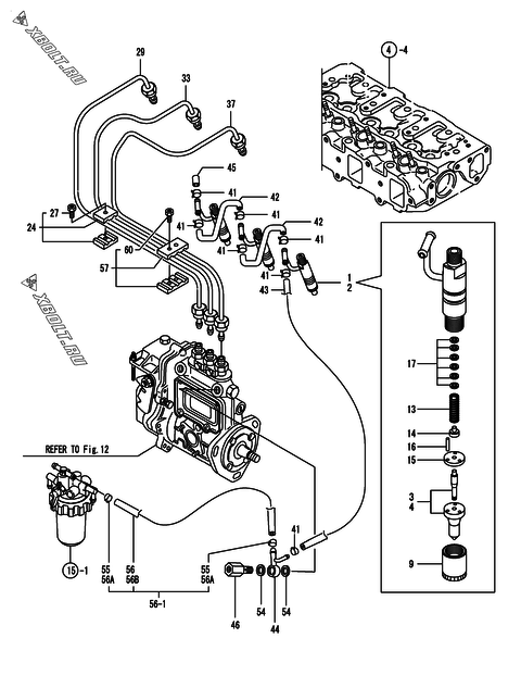  Форсунка двигателя Yanmar 3TNE82A-G1A