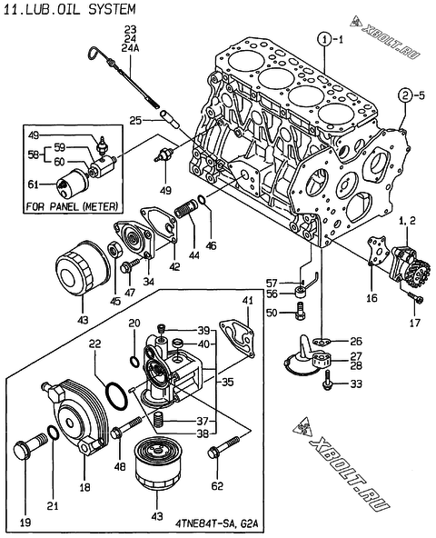  Система смазки двигателя Yanmar 4TNE84T-G1A