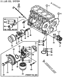  Двигатель Yanmar 4TNE84T-G2A, узел -  Система смазки 
