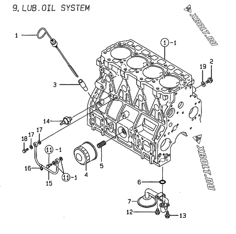  Система смазки двигателя Yanmar 4TNE94-G1A