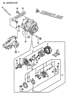  Двигатель Yanmar 4TNE94-SA, узел -  Генератор 