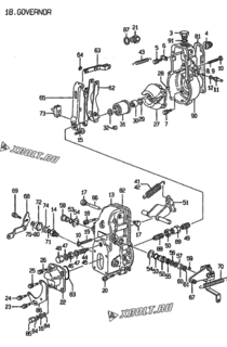  Двигатель Yanmar 4TNE98-G1A, узел -  Регулятор оборотов 