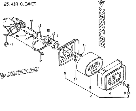  Воздушный фильтр двигателя Yanmar L100AED(EGTM