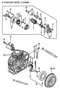 Двигатель Yanmar L48AE-DEI, узел -  Стартер и генератор 