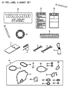  Двигатель Yanmar L48AE-DEI, узел -  Инструменты, шильды и комплект прокладок 