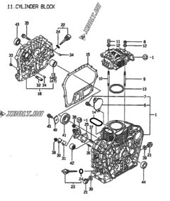  Двигатель Yanmar L100AE-DEI, узел -  Блок цилиндров 