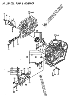  Двигатель Yanmar L100AE-DI, узел -  Масляный насос 
