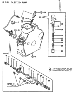  Двигатель Yanmar L100AE-DI, узел -  Топливный насос высокого давления (ТНВД) 