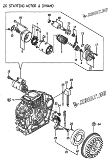  Двигатель Yanmar L100AE-DEI, узел -  Стартер и генератор 