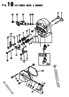  Двигатель Yanmar TF120M(E,H,L, узел -  Головка блока цилиндров (ГБЦ) 