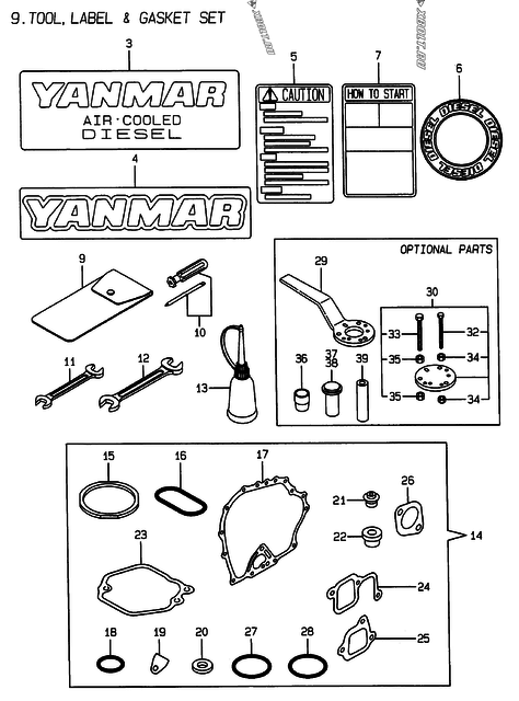  Инструменты, шильды и комплект прокладок двигателя Yanmar L40AE-DB