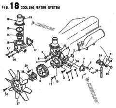  Двигатель Yanmar 6GS110-SE, узел -  Система водяного охлаждения 