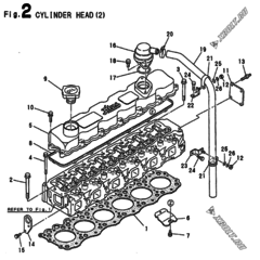  Двигатель Yanmar 6G127T-SE, узел -  Головка блока цилиндров (ГБЦ) 