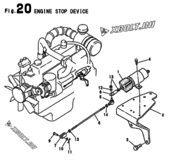  Двигатель Yanmar 6G127T-SE, узел -  Устройство остановки двигателя 