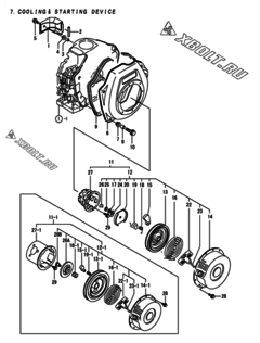  Двигатель Yanmar L100EE-DP, узел -  Пусковое устройство 
