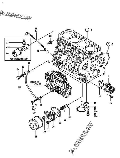  Система смазки двигателя Yanmar 4TNE88-EG1A