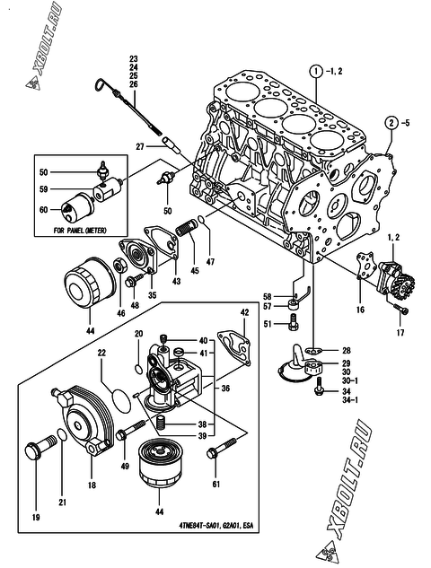  Система смазки двигателя Yanmar 4TNE84T-ESA