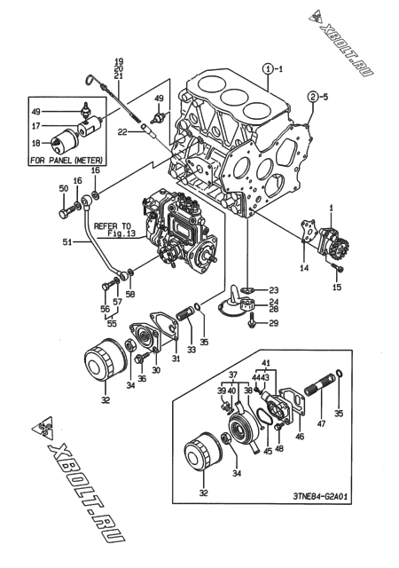  Система смазки двигателя Yanmar 3TNE84CG1A01