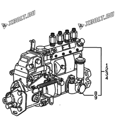  Двигатель Yanmar 4TNE106-SA, узел -  Топливный насос высокого давления (ТНВД) 