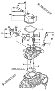  Двигатель Yanmar L48AE-DGYC, узел -  Головка блока цилиндров (ГБЦ) 
