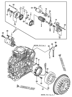  Двигатель Yanmar L100AES(E)YC, узел -  Стартер 
