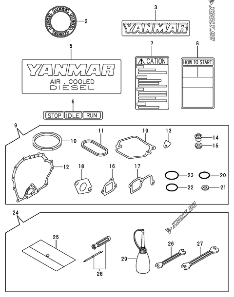  Инструменты, шильды и комплект прокладок двигателя Yanmar L40AE-DGTMYC