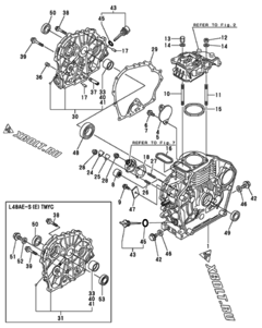  Двигатель Yanmar L48AEDEG/DEP, узел -  Блок цилиндров 