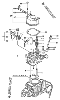  Двигатель Yanmar L48AED(P)TM1, узел -  Головка блока цилиндров (ГБЦ) 