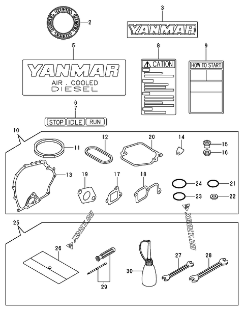  Инструменты, шильды и комплект прокладок двигателя Yanmar L48AED(P)TM1