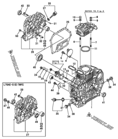  Двигатель Yanmar L70AE-SETMYC, узел -  Блок цилиндров 