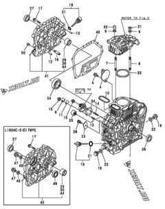  Двигатель Yanmar L100AEDETMRY, узел -  Блок цилиндров 