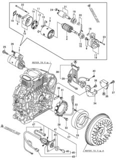  Двигатель Yanmar L100AES(E)TM, узел -  Стартер 
